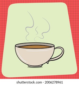 Copa caliente de café por la mañana. Desayuno diario en casa. Iconos de comida para el diseño del menú. Elementos gráficos vectoriales aislados en fondo blanco.