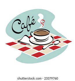 A hot cup of coffee ready to sip in a café.
