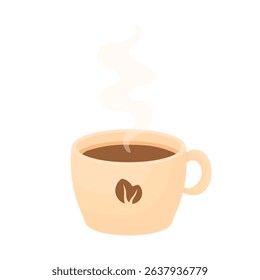 Hot cup of coffee. Coffee shop elements. Cold autumn concept