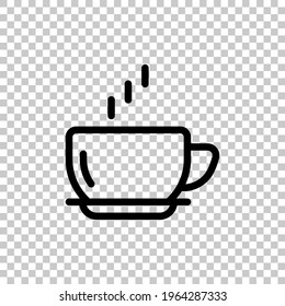 Hot cup of coffee, simple logo. Black editable linear symbol on transparent background