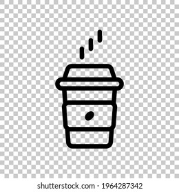 Heiße Tasse Kaffee, einfaches Logo. Schwarz bearbeitbares lineares Symbol auf transparentem Hintergrund
