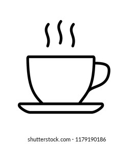 Hot cup of coffee or tea. Flat icon for apps and websites. Thin line icon isolated on white background.