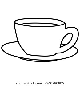 hot cup of coffee tea line art warm vector illustration