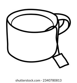 hot cup of coffee tea line art warm vector illustration