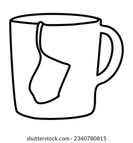 hot cup of coffee tea line art warm vector illustration