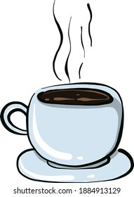 Hot cup of coffee,illustration,vector on white background