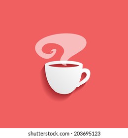 hot cup, flat icon isolated on a red background for your design, vector illustration