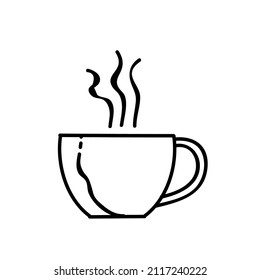 hot cup icon black and white vector illustration. Editable outline stroke.