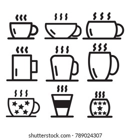Hot cup icon set item isolated on white background with copy space.