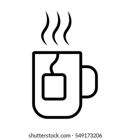 hot cup tea icon on white background