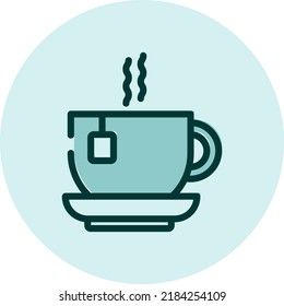 Hot cup of tea, illustration, vector on a white background.