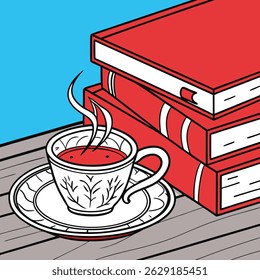 Hot cup of tea on Reading table.