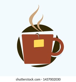 hot cup tea in tea pouch vector icon 