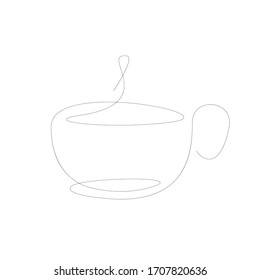 A hot cup of tea. From which steam comes. One line.
