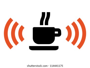 Hot cup with Wi-Fi wireless signal