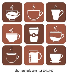  Hot cups of coffee. Vector set. EPS-10 (non transparent elements,non gradient)