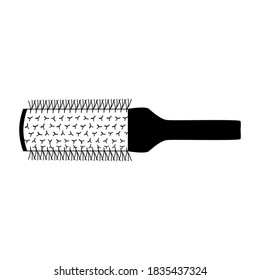 Hot curling radial hair brush. Hairdresser tool simple isoleted vector icon