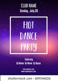 Hot dance party poster template. Abstract design. Vector illustration.