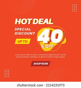 Hot deal 40%. Number special discount sign template design