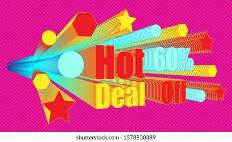 hot deal 60% of effect blend retro style.  plaid pink color background style. vector illustration eps10