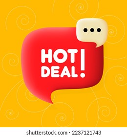 Hot deal banner. Speech bubble with Hot deal text. Business concept. 3d illustration. Spiral background. Vector line icon for business and advertising.