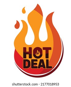 Hot deal - bright advertising sign with flame