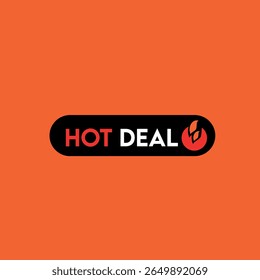 Botón caliente del trato con el icono – diseño rojo en fondo anaranjado	
