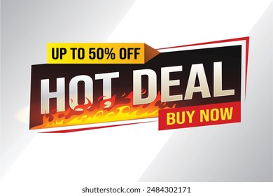 Hot deal buy now super sale poster banner graphic design icon logo sign symbol social media website coupon

