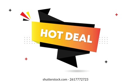Hot deal editable web banner vector illustration template design featuring black orange yellow gradient shapes on light gray business abstract background perfect for marketing advertising promotion