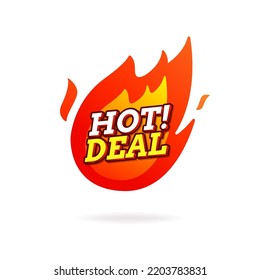 Hot deal flaming label. Sale promotion banner vector.