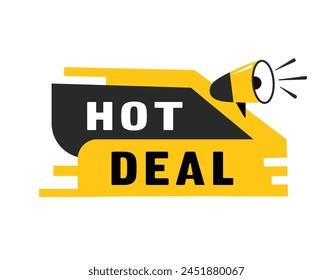 Hot deal garantizar discurso burbuja icono estilo plano. Diseño de Anuncio para negocios, marketing. Vector.