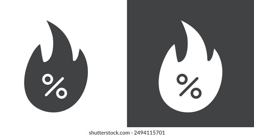 Hot deal icon Flat set in black and white color outline vector