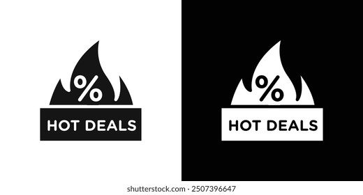 Hot deal icon Flat vector set outline