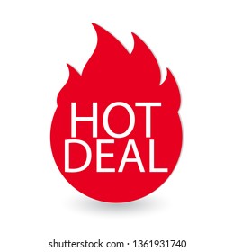 hot deal icon illustration design. red sign isolated on white background