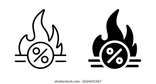 Hot deal icon. Linear and silhouette style.