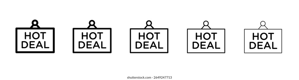 Hot deal icon thin line outline set or collection