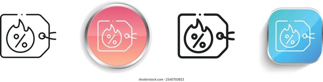 hot deal icon. Thin Linear, Regular and Button Style Design Isolated On White Background