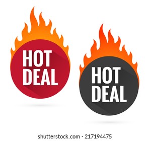 Hot Deal labels with flames