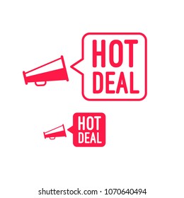 Hot Deal Megaphone Advertisement Label