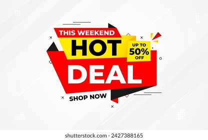 Hot Deal offer banner template. Online shop discount sale background, Special Discount marketing poster design for web and Social. sale banner vector template.