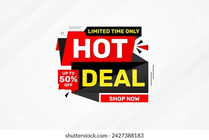 Hot Deal offer banner template. Online shop discount sale background, Special Discount marketing poster design for web and Social. sale banner vector template.