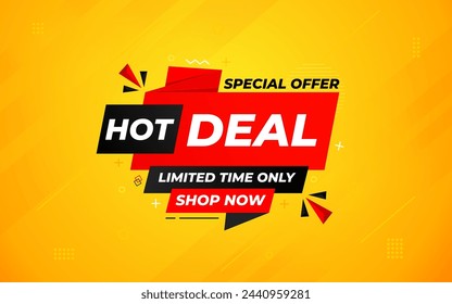 Hot Deal offer banner template. Online shop discount sale background, Special Discount marketing poster design for web and Social. sale banner vector template.