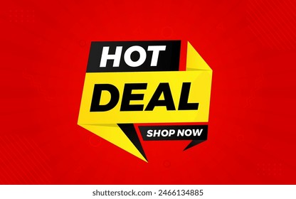 Hot Deal bieten Banner Vorlage. Online-Shop-Rabatt-Verkaufshintergrund, Sonderrabatt-Marketing-Poster-Design für Web und Soziales. Sale Banner Vektorgrafik Vorlage.