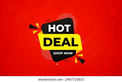 Hot Deal bieten Banner Vorlage. Online-Shop-Rabatt-Verkaufshintergrund, Sonderrabatt-Marketing-Poster-Design für Web und Soziales. Sale Banner Vektorgrafik Vorlage.