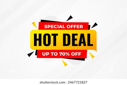 Hot Deal offer banner template. Online shop discount sale background, Special Discount marketing poster design for web and Social. sale banner vector template.