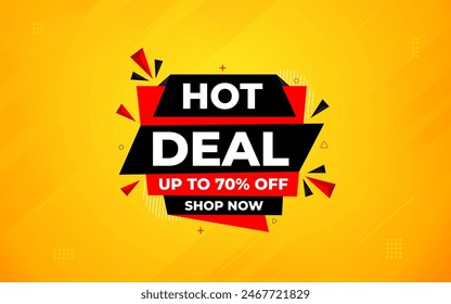 Hot Deal bieten Banner Vorlage. Online-Shop-Rabatt-Verkaufshintergrund, Sonderrabatt-Marketing-Poster-Design für Web und Soziales. Sale Banner Vektorgrafik Vorlage.