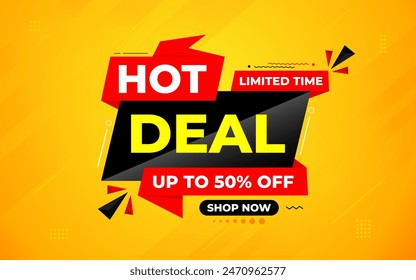 Hot Deal offer banner template. Online shop discount sale background, Special Discount marketing poster design for web and Social. sale banner vector template.