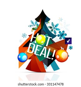 Hot deal sale promotion tags and badges for Christmas and New Year. Vector modern colorful bright illustration
