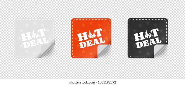 Hot Deal Square Curved Corner Sticker - Vector Set Isolated On Transparent Background