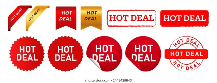 hot deal stamp and ribbon label sticker sign for special promotion marketing sale